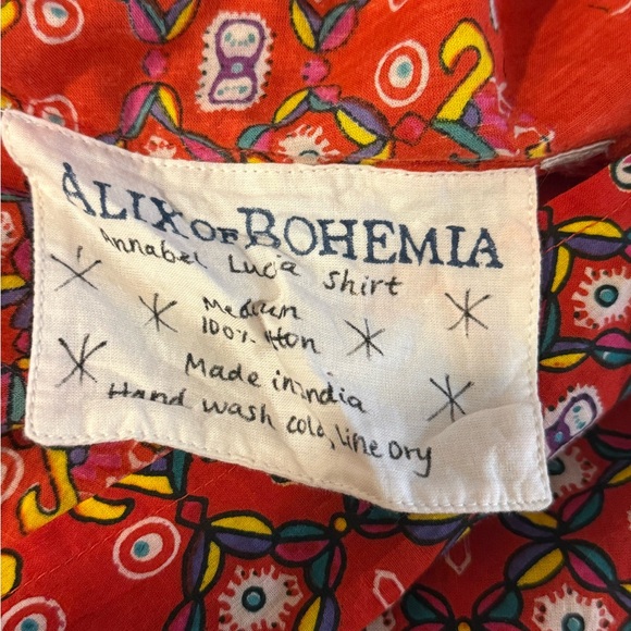 Alix Of Bohemia Annabel Lucia Red Shirt Medium - Picture 4 of 4